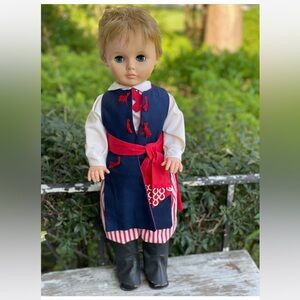Vintage boy doll patriotic USA aqua green eyes blonde